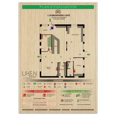 Plan d'évacuation Incendie Liken en chêne clair