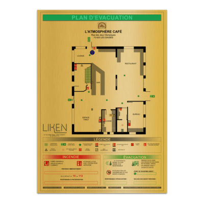 Plan d'évacuation design laiton LIKEN